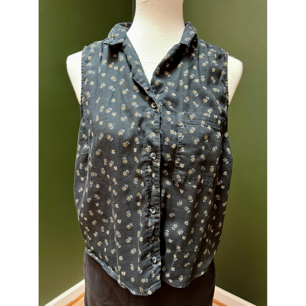 Y2K So Sleeveless Button Down Floral Print Collared Blouse Women's Size XL